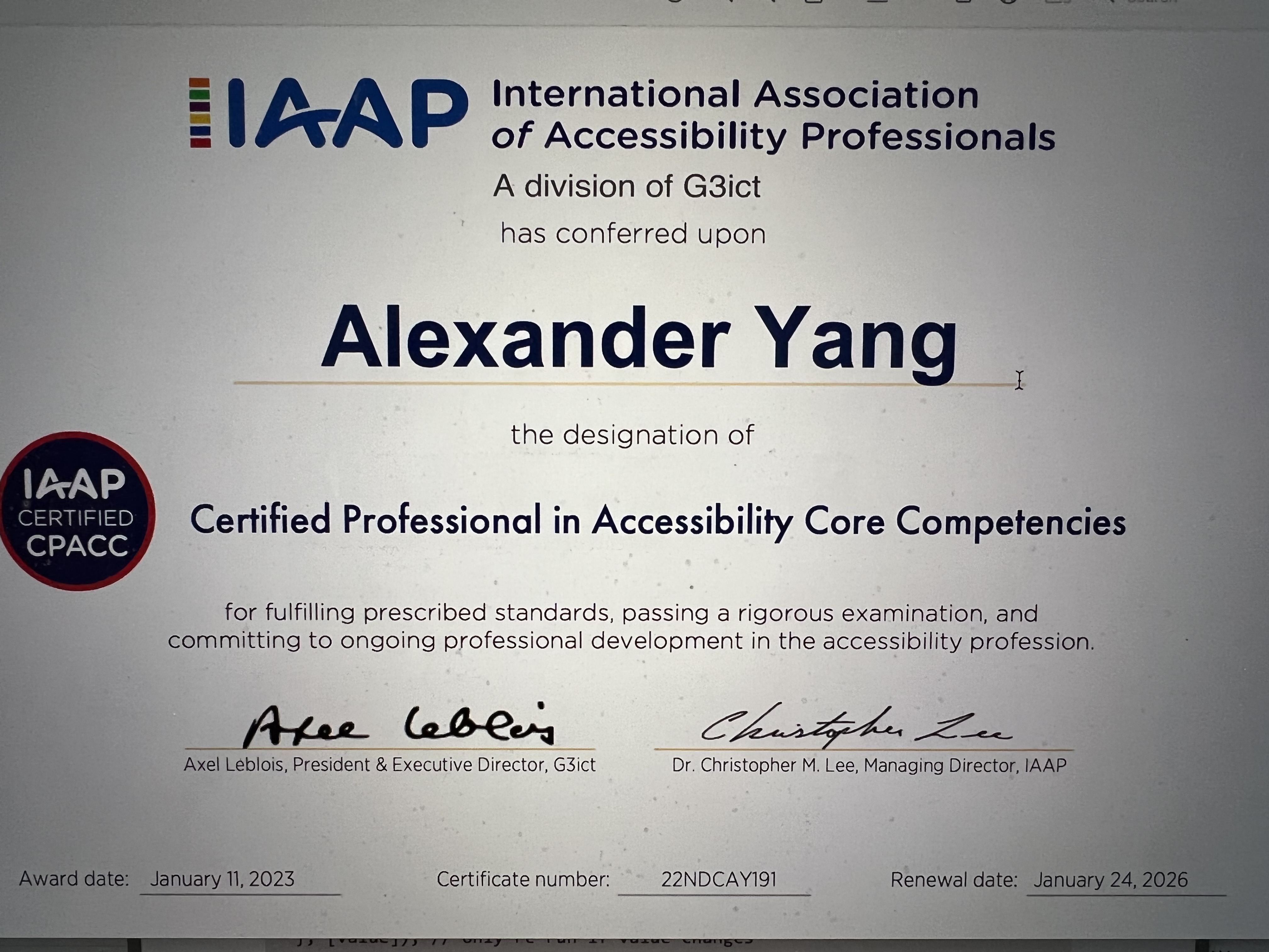 cpacc certificate